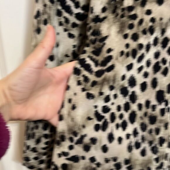 3 Sisters Faux Leopard Velvet Animal Print Swing Stroller Coat Vintage Women’s S - Picture 4 of 11